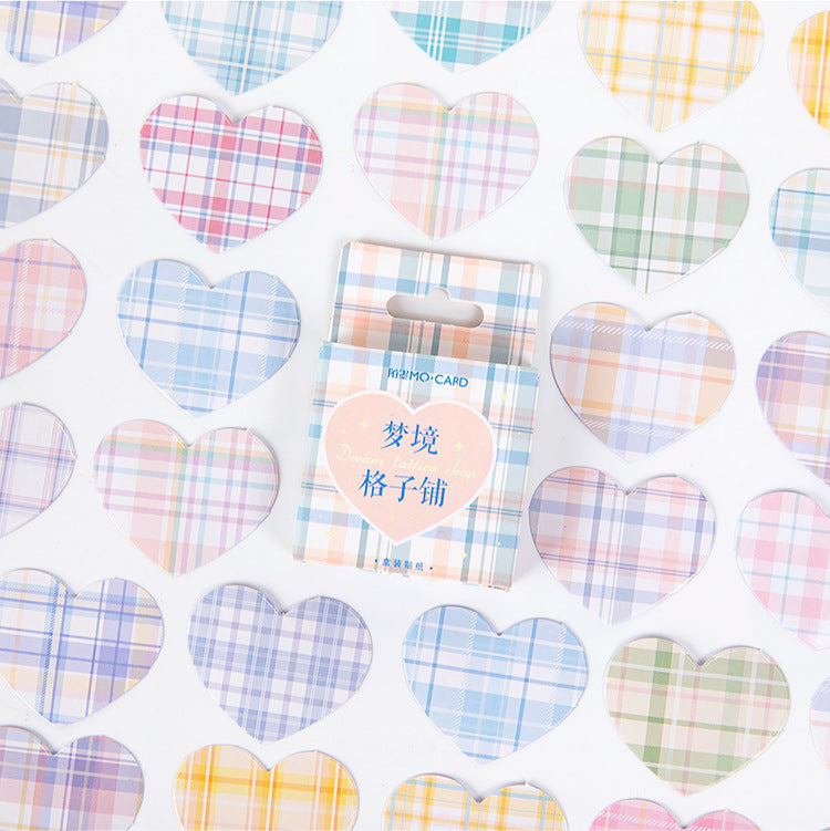 Plaid Heart Stickers Box
