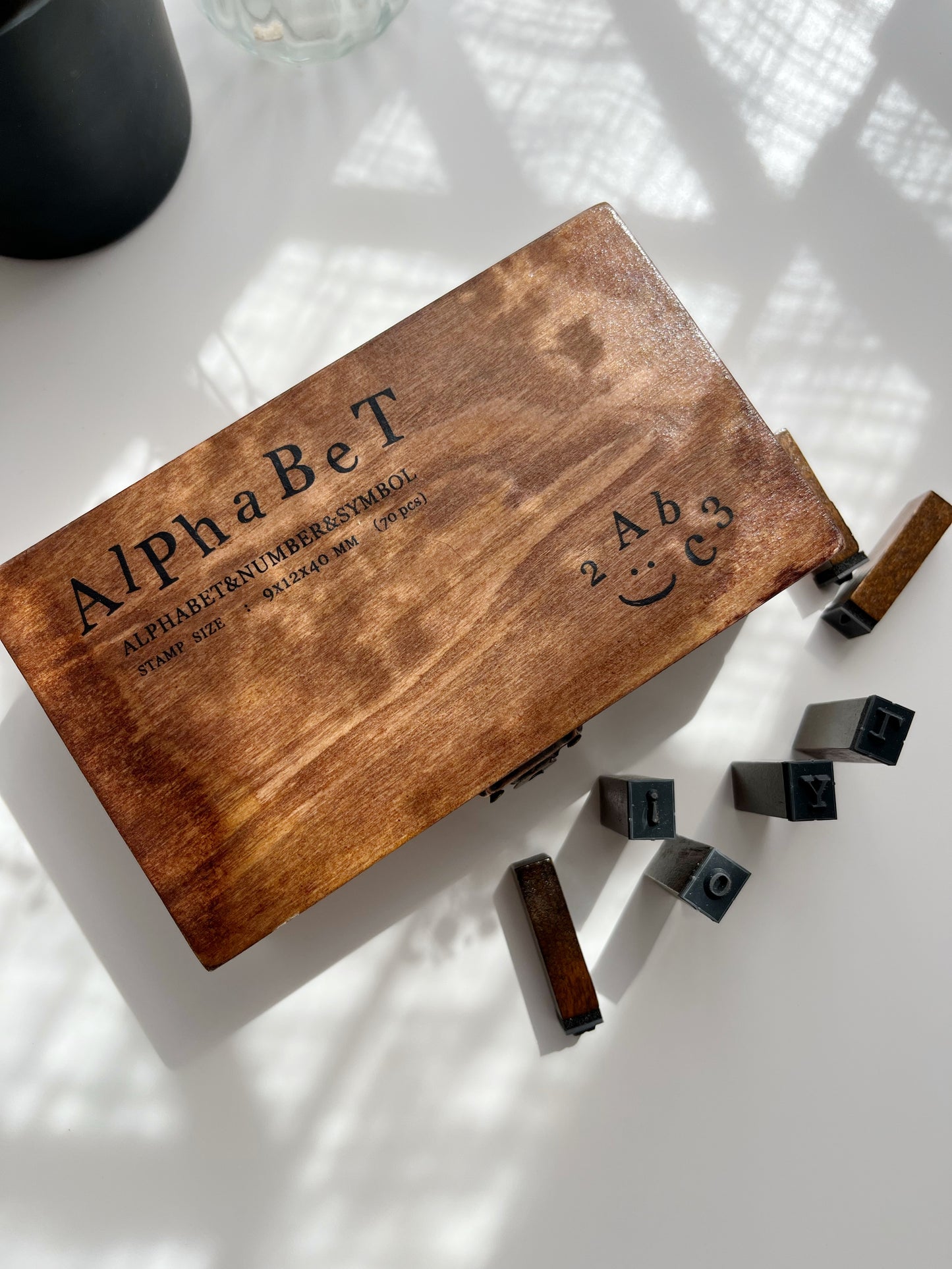 Vintage Wooden Alphabet Stamps Large Set