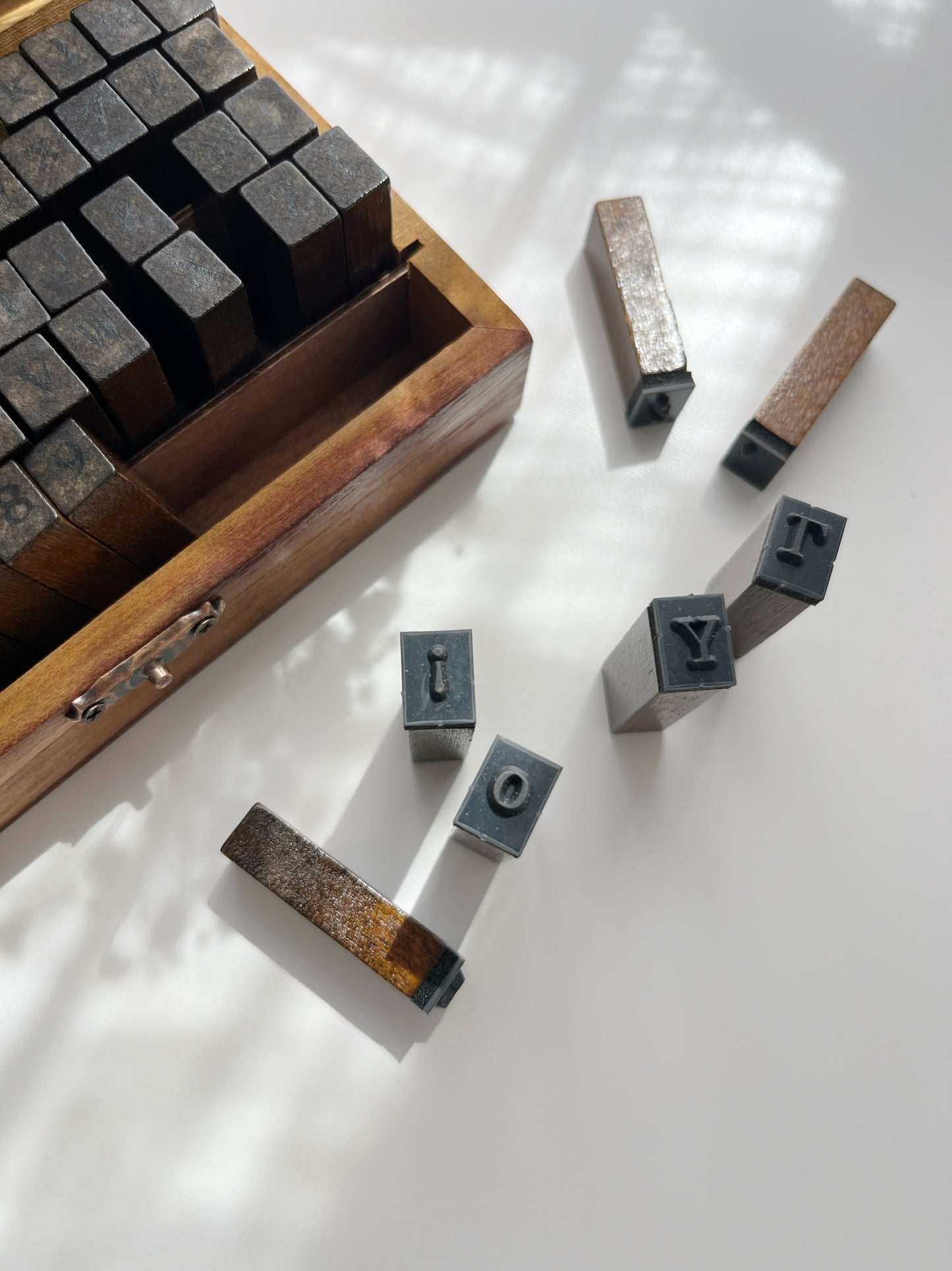 Vintage Wooden Alphabet Stamps Large Set