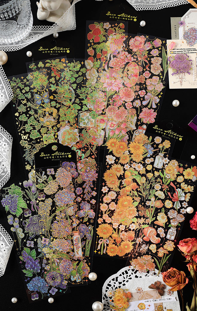 Golden Flowers PET Stickers