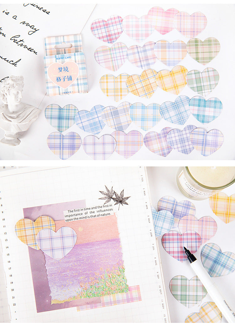 Plaid Heart Stickers Box