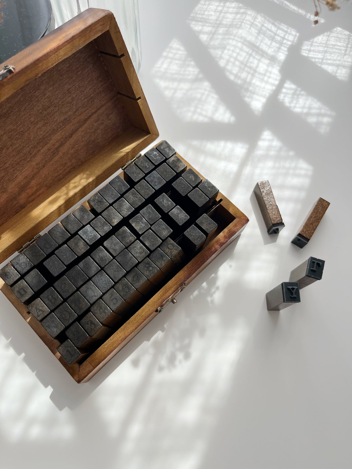 Vintage Wooden Alphabet Stamps Large Set