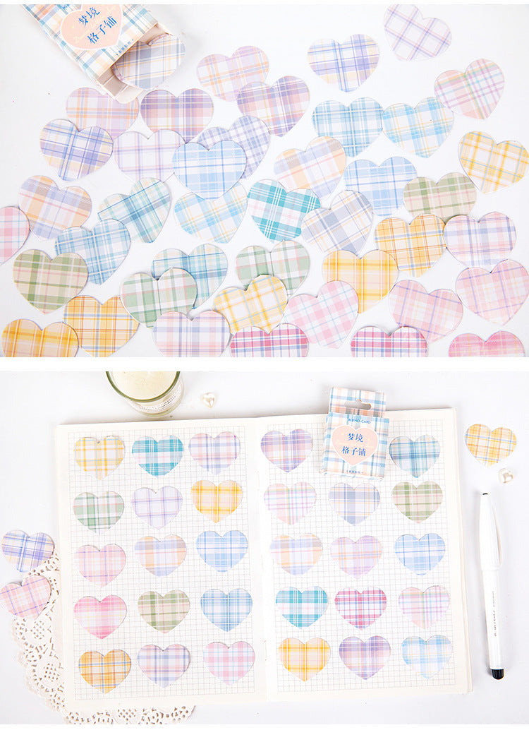 Plaid Heart Stickers Box
