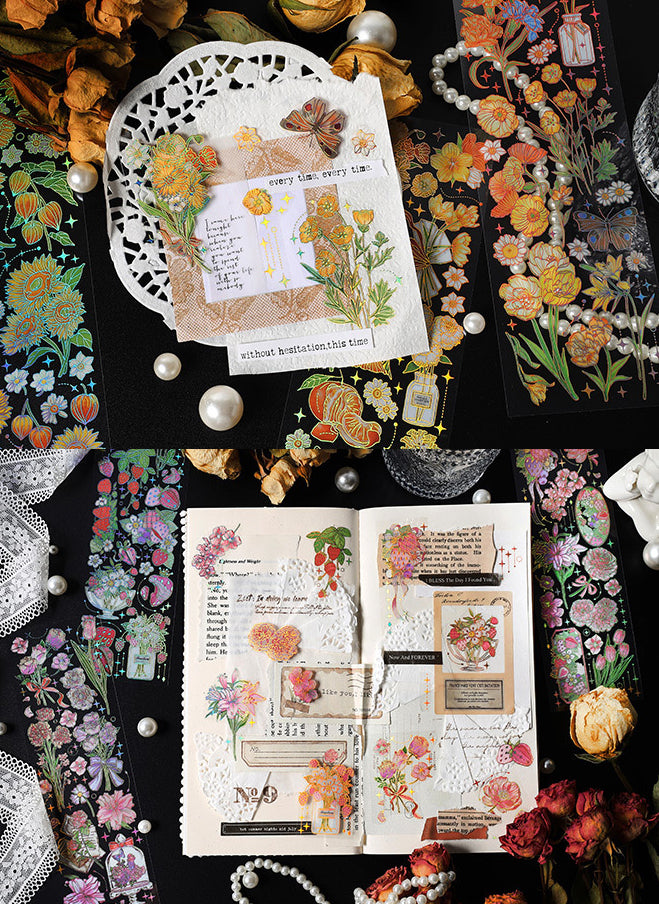 Golden Flowers PET Stickers