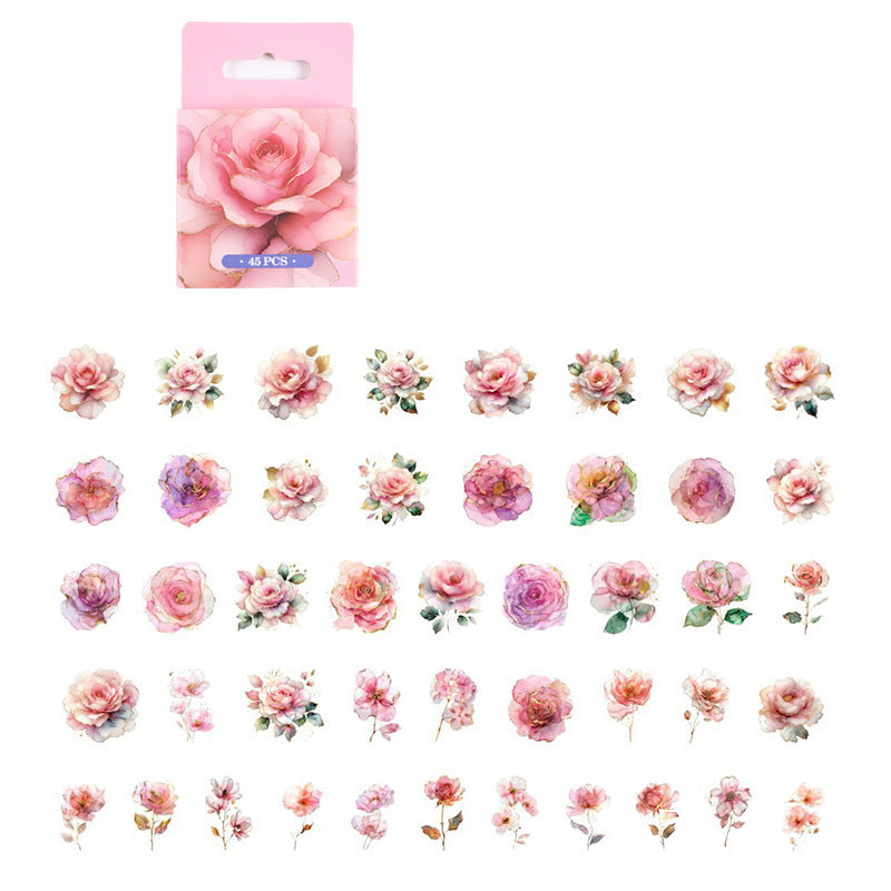 Pink Flower Season PET Stickers Box