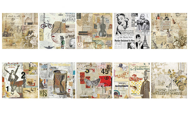 Vintage Square Papers & Stickers Set