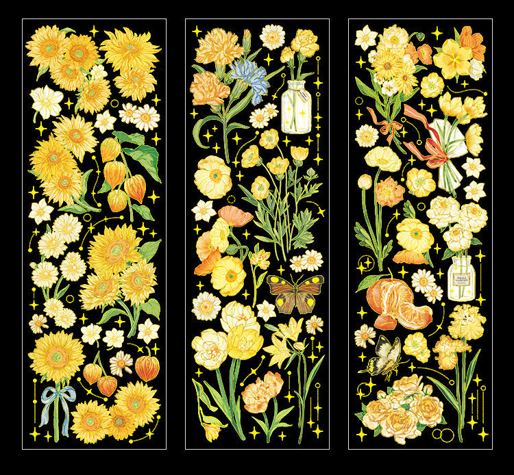 Golden Flowers PET Stickers