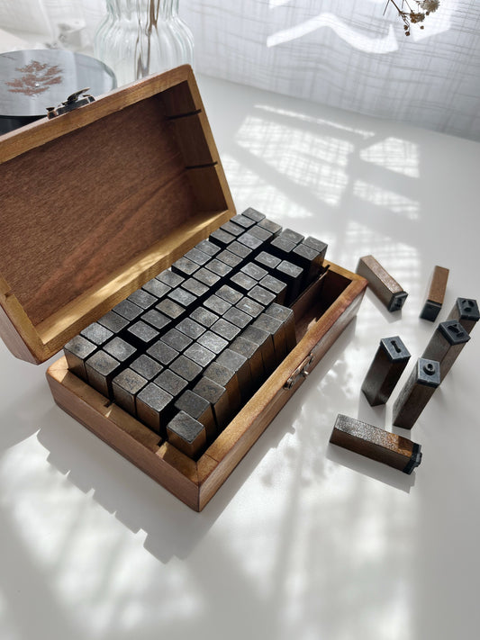 Vintage Wooden Alphabet Stamps Large Set