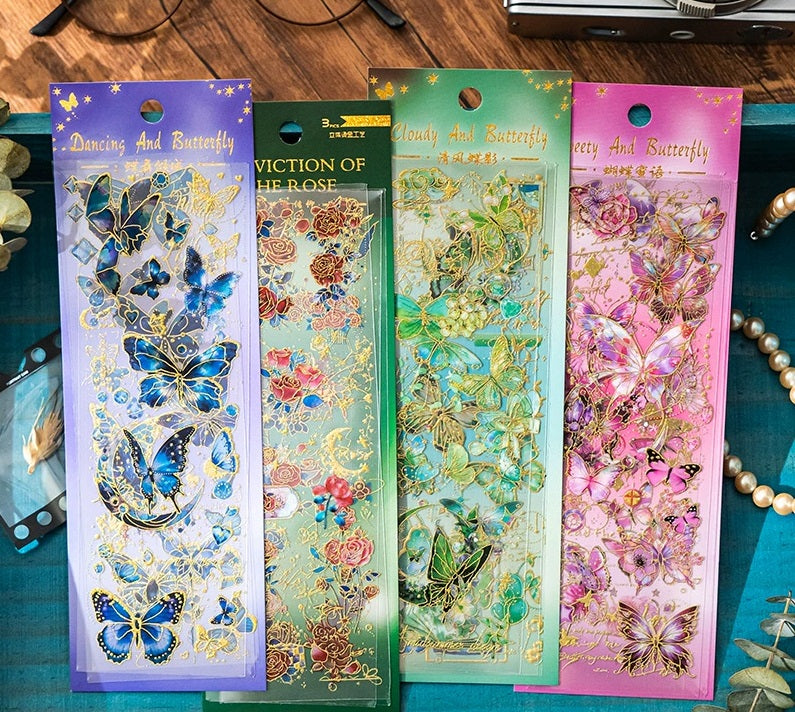 Butterfly Gilded PET Sticker Sheets