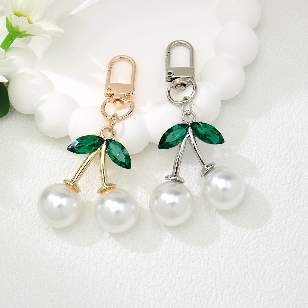 Pearl Cherry Keychain