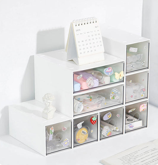 Stackable White Grid Drawer