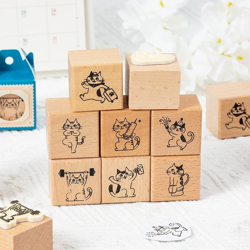 Cat Daily Wooden Stamp