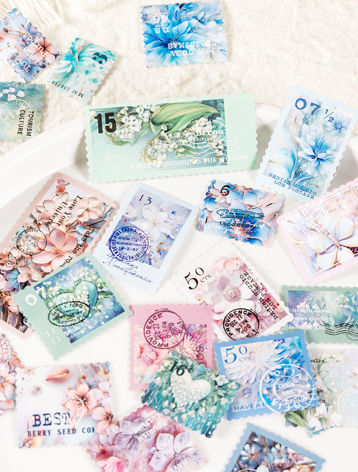 Flower Stamps PET Stickers Roll