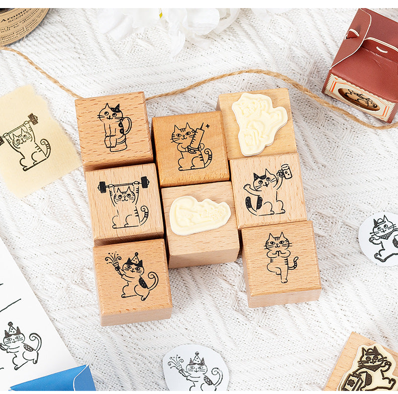 Cat Daily Wooden Stamp