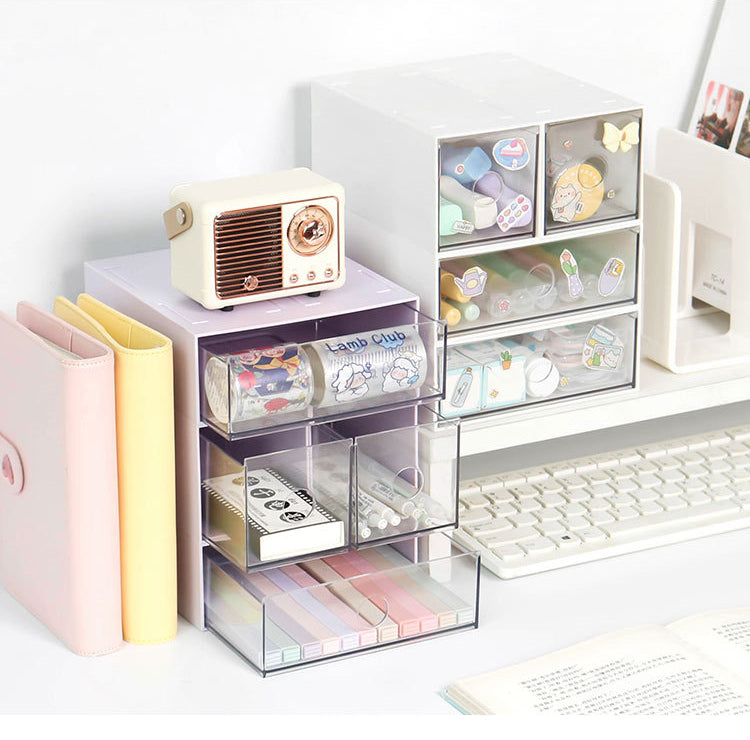 Stackable White Grid Drawer