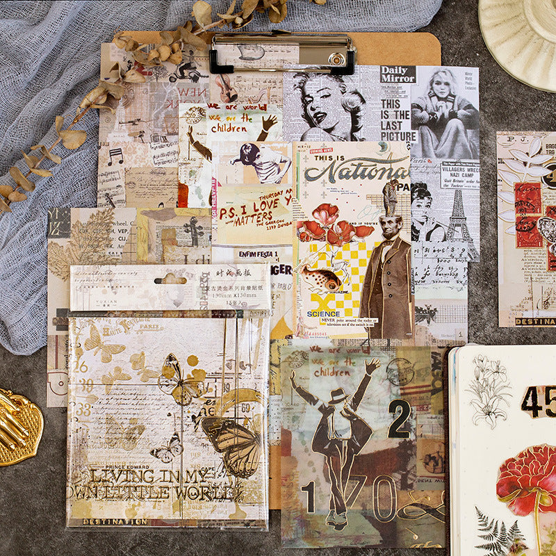 Vintage Square Papers & Stickers Set