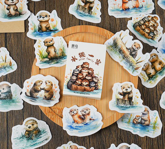 Otter Family Stickers Box