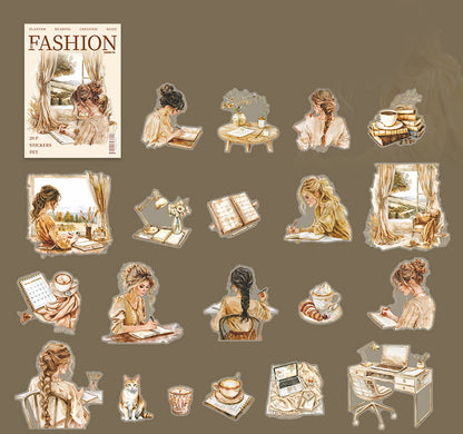 Fashion Reading PET Stickers