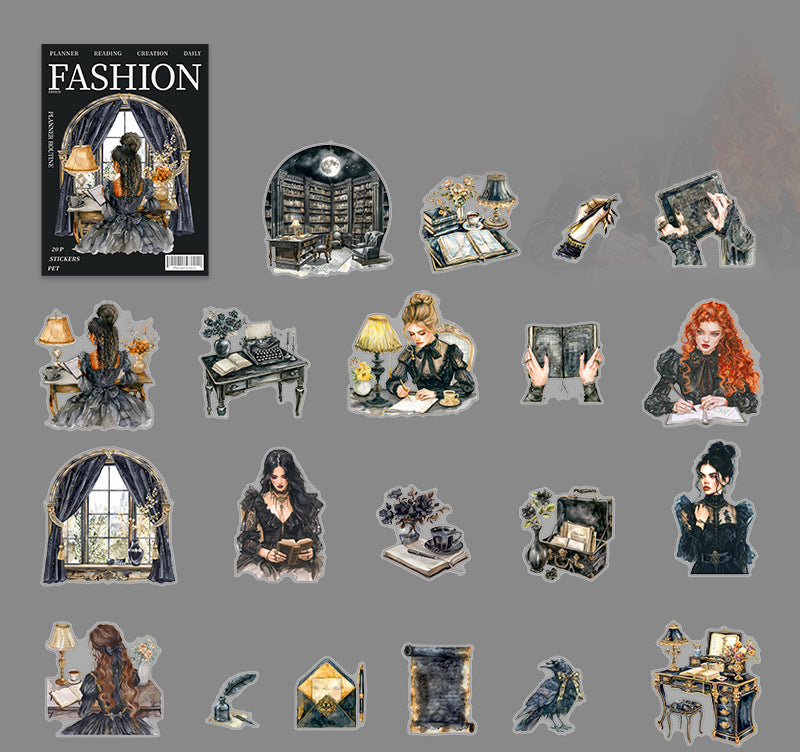 Fashion Reading PET Stickers