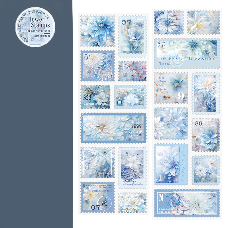 Flower Stamps PET Stickers Roll