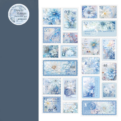 Flower Stamps PET Stickers Roll