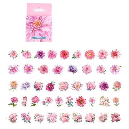 Pink Flower Season PET Stickers Box