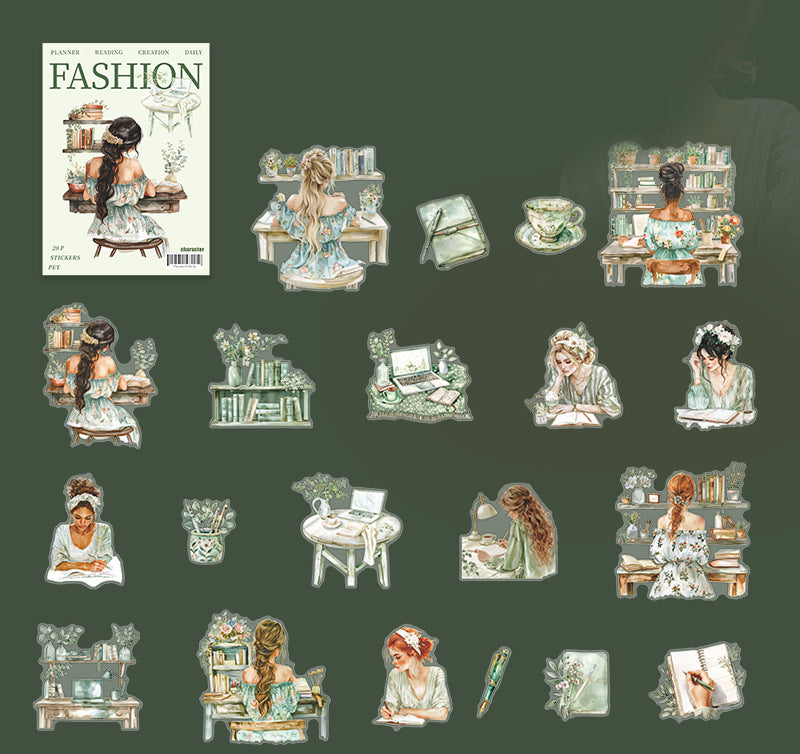 Fashion Reading PET Stickers