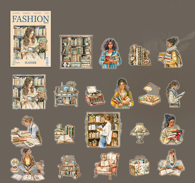 Fashion Reading PET Stickers