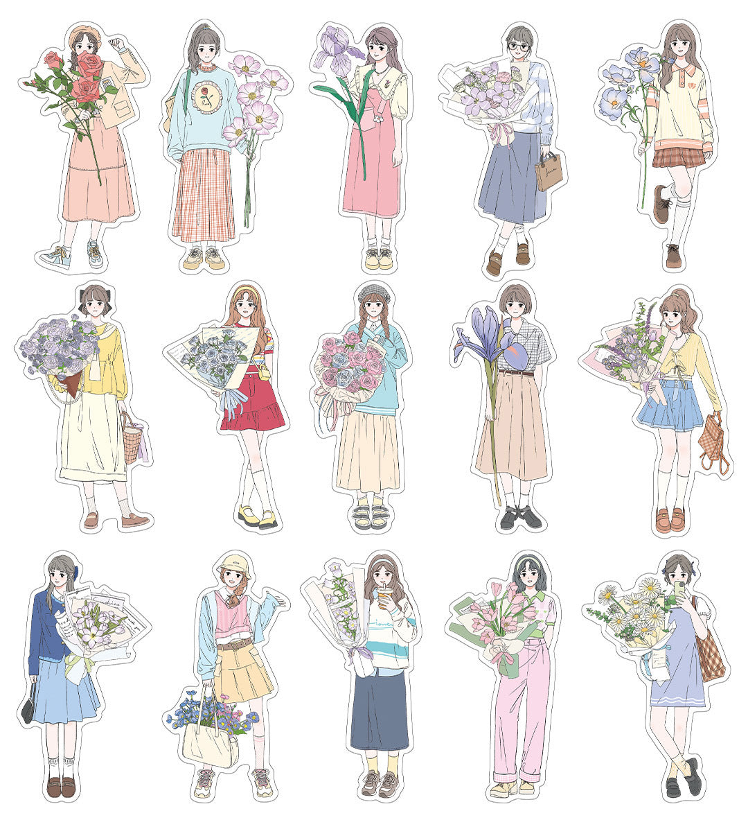 Girl With Flowers PET Stickers