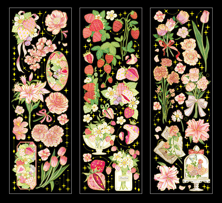 Golden Flowers PET Stickers