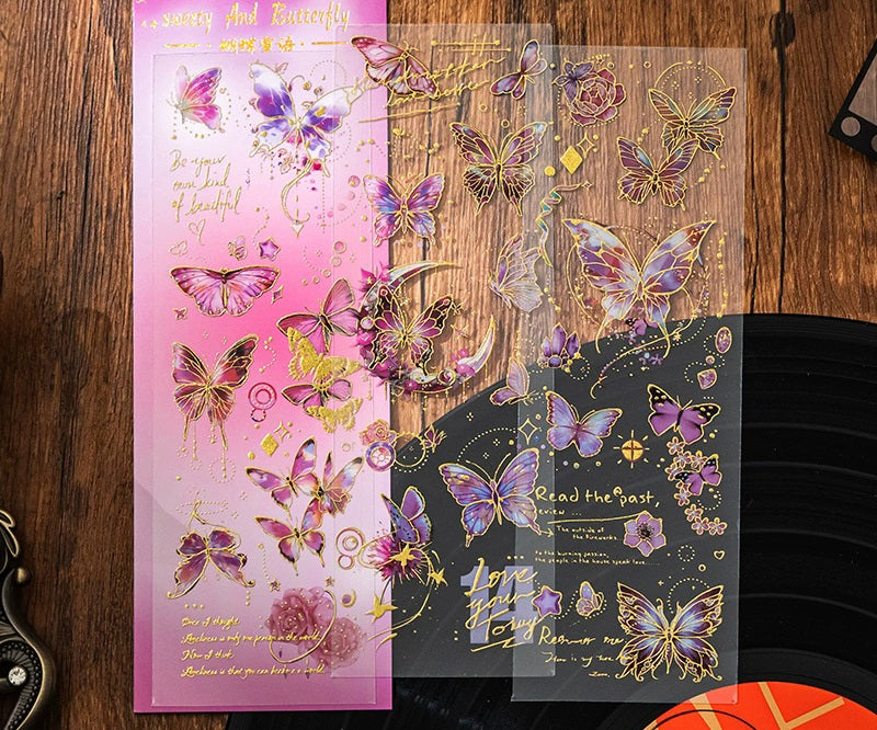 Butterfly Gilded PET Sticker Sheets
